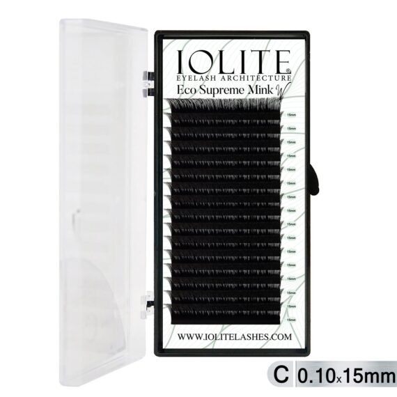 Iolite Eco Supreme Mink W Lashes C Curl – 0.10T Mix & 6mm–15mm | Pre-Fanned Volume Lash Extension Trays for Professional Lash Artists ISMWC10T - 15MM