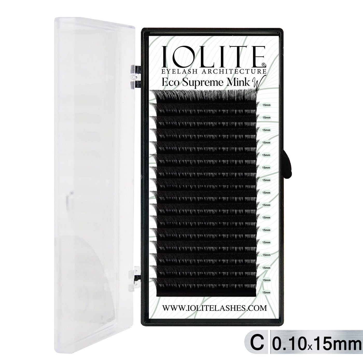 Iolite Eco Supreme Mink W Lashes C Curl – 0.10T Mix & 6mm–15mm | Pre-Fanned Volume Lash Extension Trays for Professional Lash Artists ISMWC10T - 15MM