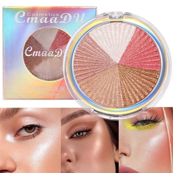Shimmer Highlighter Makeup, Highlight Powder Bronze, Bronzer Makeup Matte, Highlighter Palette White Shimmer Blush Bronzer Powder Palette 5 Colors