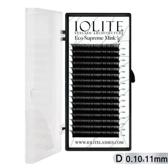 Iolite Eco Supreme Mink W Lash Extensions D Curl (0.10T Mix, 6mm–15mm) – Mink W Volume eyelashes for Professional Lash Artists & Salons ISMWD10T - 11MM