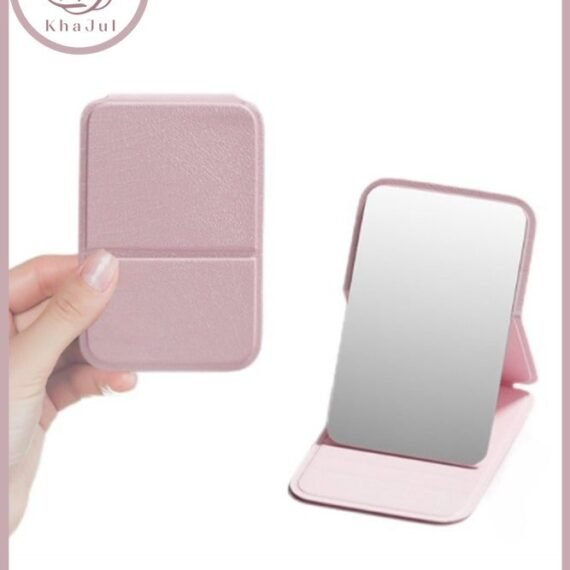 Pocket Mirror, Portable Folding Compact Makeup Mirror for Quick Touch-ups on the Go (Pink)