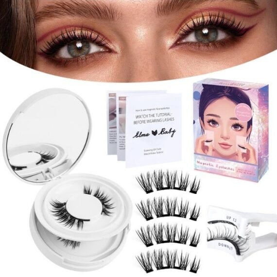 2 Pairs Magnetic Eyelashes Without Eyeliner, Dual Style Lightweight Reusable Lashes With Applicator, Natural Look, Easy To Wear, No Glue Required, Featuring Soft Magnets For Effortless Application.