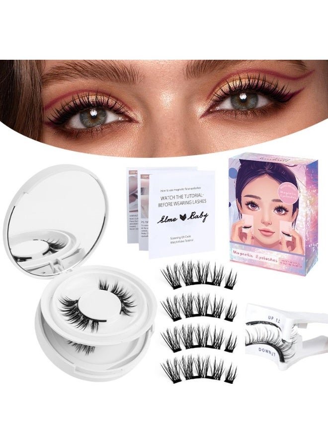 2 Pairs Magnetic Eyelashes Without Eyeliner, Dual Style Lightweight Reusable Lashes With Applicator, Natural Look, Easy To Wear, No Glue Required, Featuring Soft Magnets For Effortless Application.
