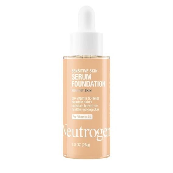 Healthy Skin Sensitive Skin Serum Foundation with Pro-Vitamin B5, Color Correcting & Pore Minimizing Liquid Foundation & Face Serum, Buildable Coverage, Light/Medium 02, 1 oz