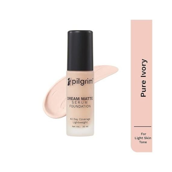 Pilgrim Pure Ivory Serum Liquid Foundation, Matte & Poreless, 30 ml | Foundation for face make up infused with Vit C, Hyaluronic Acid & Bamboo Extract |Water-Resistant,All Day Coverage |All Skin Types