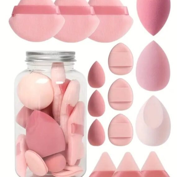 15 Pcs Ultimate Makeup Sponge Set, 3 Loose Powder Puffs, 3 Mini Loose Powder Puffs, 3 Makeup Sponges, 3 Mini Makeup Sponges, 3 Mini Cushion Puffs. Foundation Blending Beauty Sponge, Flawless For Liquid, Cream, Powder. Lates-Free