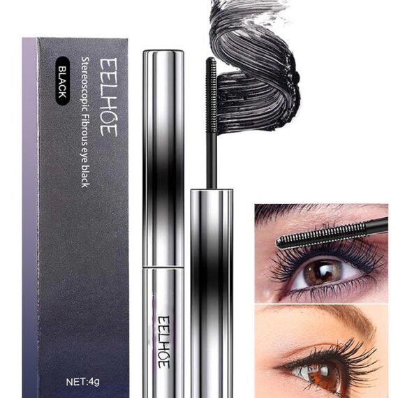 Stereoscopic Fibrous Eye Black Mascara, Extension Mascara Black, Waterproof Mascara for Eyelashes, Volume Lash Lengthening Mascara, Long-Lasting Lashes, Thick Curling Eyelash Mascara, 4g