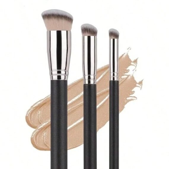 3 PCS Foundation Concealer Brushes Under Eye Mini Angled Brush Nose Contour Brush Small Makeup Foundation Brushes,Seamless Cover Synthetic Dark Circle Liquid Cream Cosmetics Contour Brush Beauty Tool