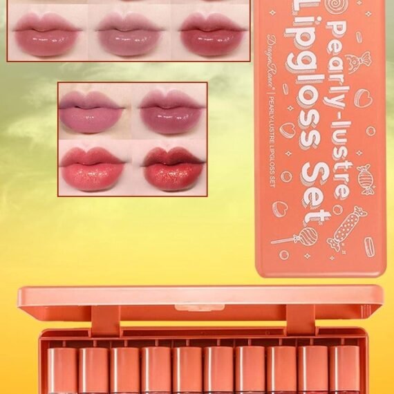 10Pcs Lip Gloss Set Pearly Lustre Lipgloss Lip Oil Moisturizing Hydrating Lip Glow Oil Lip Gloss Kit High Shine Lip Plumping Glass Finish Matte Liquid Lipstick for Women