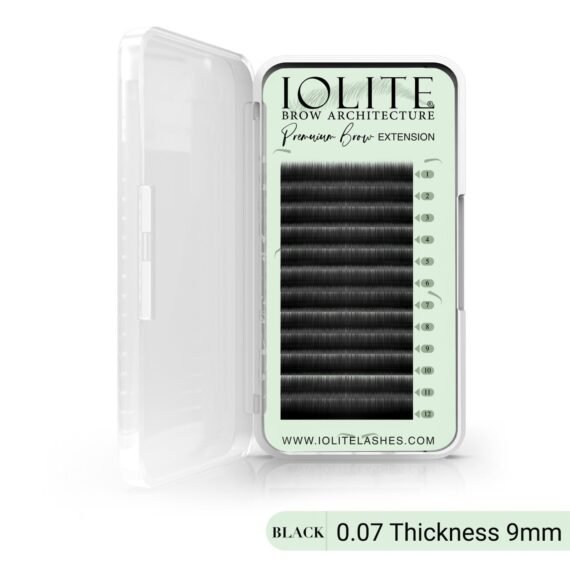 Premium Eyebrow Extension Brow I; False Eyebrows in Tray - Brow Extension 0.07T Thickness ; Length - 8mm, 9mm, Mix -Black - 9mm