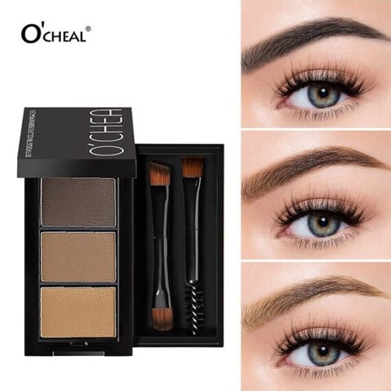 Soft-Focus Tri-Color Eyebrow Powder,Eyebrow Powder Makeup Kit-3 Colors Eye Brow Powder Tinted Palette Professional Eye Makeup Eyebrow Filler