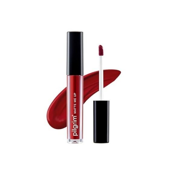 Pilgrim Liquid Matte Lipstick - The Red Stiletto | Lipstick for Women with Hyaluronic Acid & Spanish Squalane | Transferproof, Long Lasting & Non Drying with Hydrating Ingredients 3gms