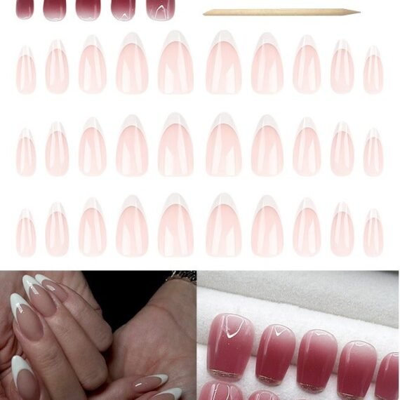 Press On Nails 40pcs，30pcs Nude Ins-style Nail Art，10Pcs False Nails Short Solid Color，Fake Acrylic Almond Shape with glue kit and Disposable Press on Nail Tool Kit.