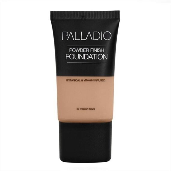 Powder Finish Liquid Foundation, Natural Matte Appearance, Reduces Fine Lines, Covers Large Pores, Hides Imperfections, All Day Wear, Sheer to Medium Coverage, Golden Beige
