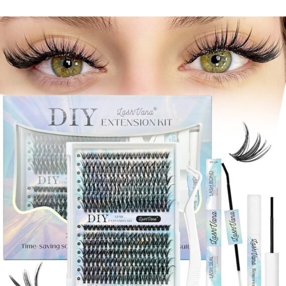280pcs False Eyelashes, DIY Lash Extension Kit,Individual Lash Clusters With Lash Bond,Lash Remover And Applicator, Eyelash Extension Kit, Easy To Apply At Home(30d+40d Kit)