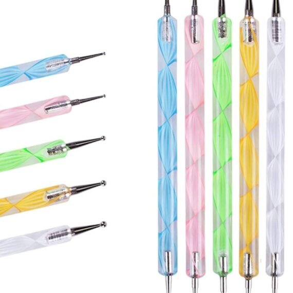 ORiTi 5pcs 2 Way Dotting Pen Marbleizing Painting Tool Nail Art Dot Set