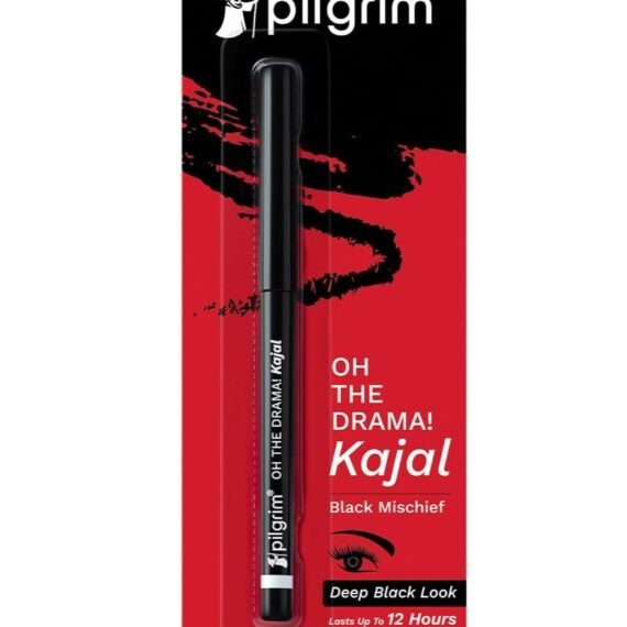 pilgrim black mischief kajal smudge waterproof single stroke matte finish pencil lasts up to 12hrs