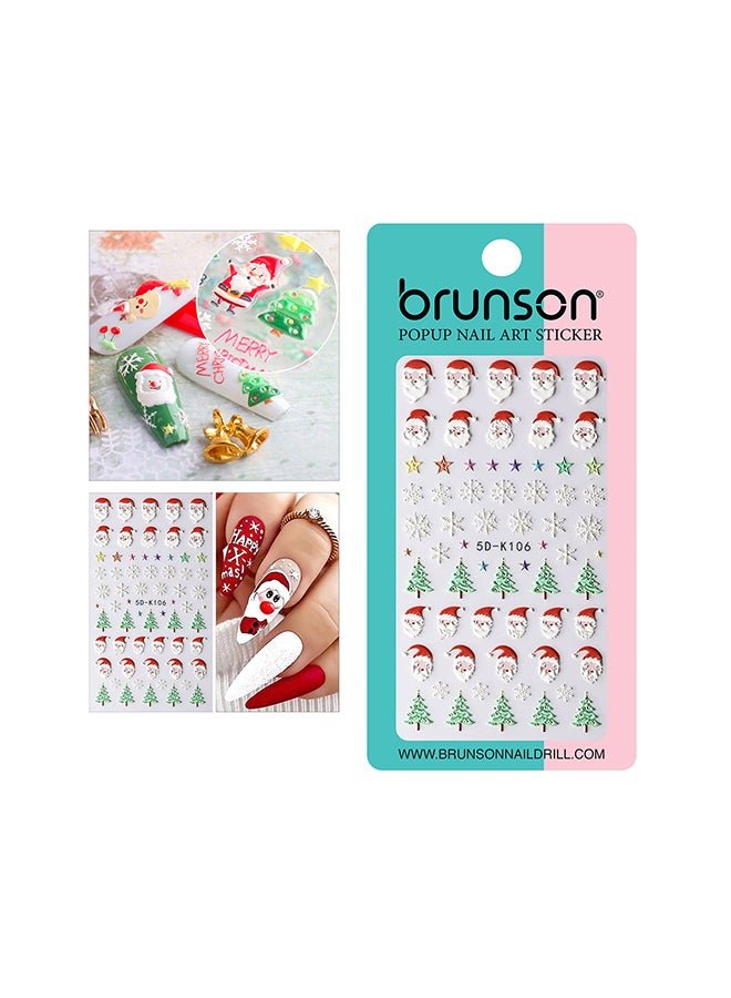 Snowflake Decals 5D Stereoscopic Embossed Snowman Nail Art Stickers 5D-K106