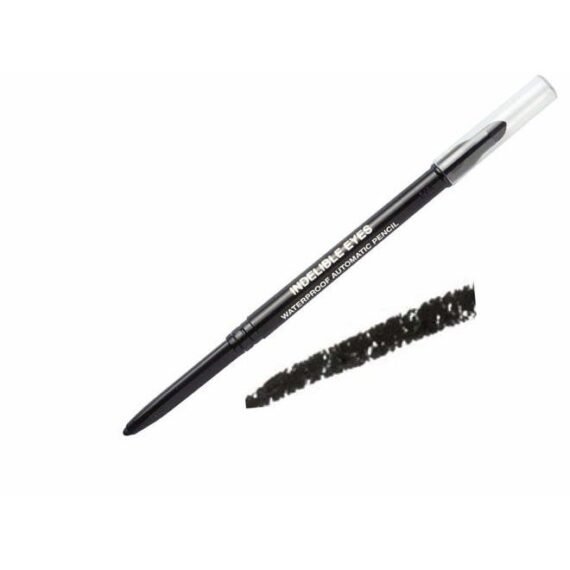 Indelible Eyes Smooth Waterproof Gel Eyeliner - PITCH BLACK - Smudge proof - Ultra Smooth - Super Easy - Long lasting - Blender tip - Longwear - no sharpener needed - Retractable - Slim-line Pencil
