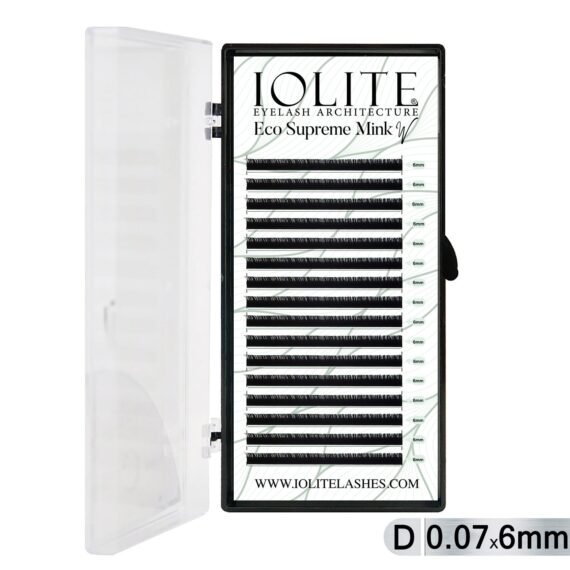 Iolite Eco Supreme Mink W Lash Extensions D Curl (0.7T Mix, 6mm–15mm) – Mink W Volume Lashes for Professional Lash Artists & Salons ISMWD7T - 6MM