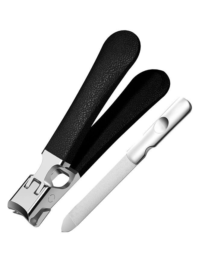 2 Pcs Nail Clippers,Mess Free Nail Clippers for Men & Women, Ultra Sharp Finger Nail and Toe Nail Clipper Set for Thick Toenails with File