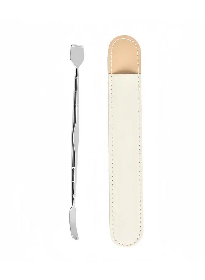 2pcs Stainless Steel Blackhead Scraper with Leather Set, Blackhead Scraping Tool, Dual-Purpose, Dead Skin Cleaning Tool, Multi-Functional Stirring Massage, Beauty Spatula Cleaning Tool