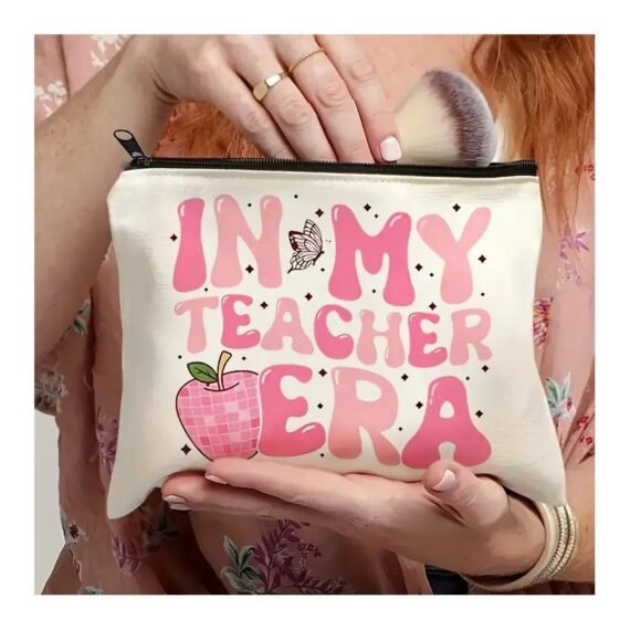 Teacher Appreciation Makeup Bag - Perfect Gift for Retirement, Birthday, Graduation & Teacher's Day - Durable Polyester, Non-Waterproof, Scent-Free Cosmetic Pouch