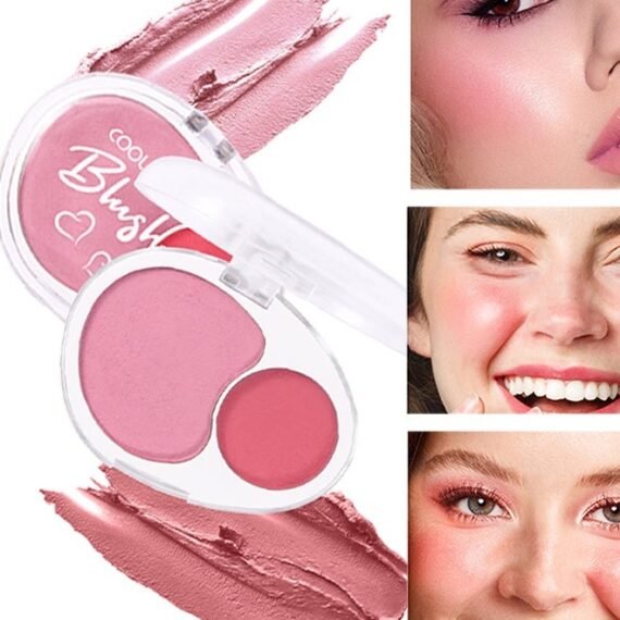 Cream Dual Blush ，Lightweight Buildable Blush Palette - Smooth Natural Blendable Makeup Blush - Long-lasting All-day Face Blush Contour Palette #03
