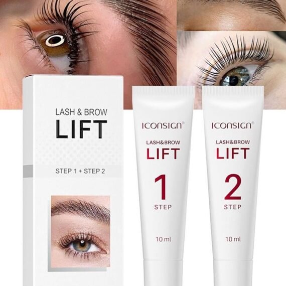 2-in-1 Lash Lift and Brow Lamination Kit, High-Capacity Lotion Tubes for Salon or Home Use, Long-Lasting Curling and Setting for Supermodel Lashes