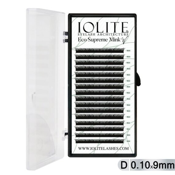 Iolite Eco Supreme Mink W Lash Extensions D Curl (0.10T Mix, 6mm–15mm) – Mink W Volume eyelashes for Professional Lash Artists & Salons ISMWD10T - 9MM