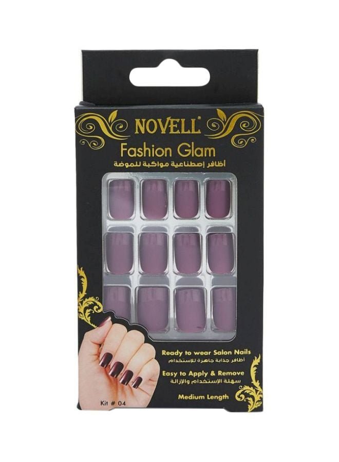 12-Piece Artificial Fashion Nail Kit Burgundy