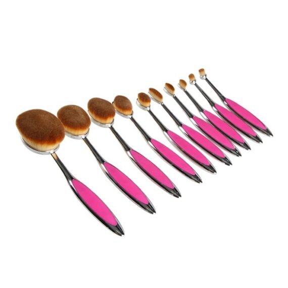 10-Piece Professional Makeup Brush Set Pink/Black/Brown