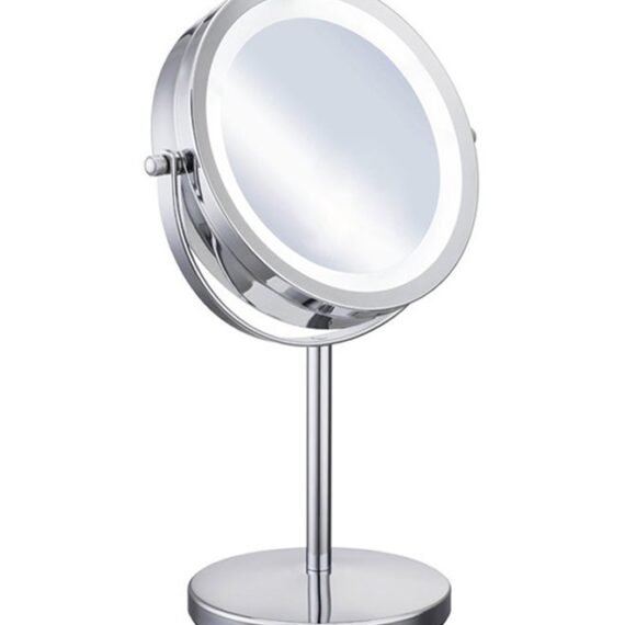 5X Magnification Facial Makeup Mirror With LED Light Silver