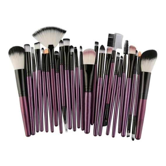 25 Piece Make Up Brush Set Purple/Black