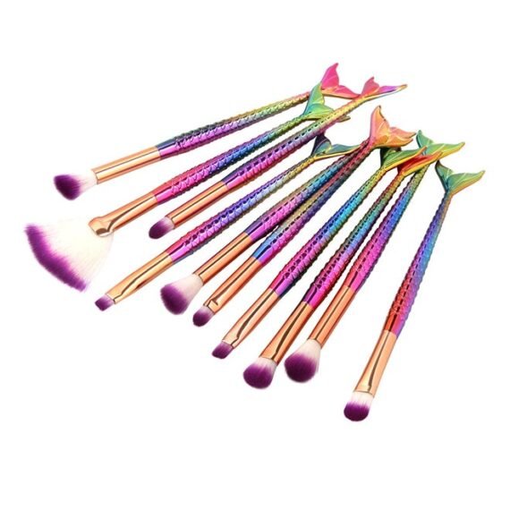 10 Piece Make Up Brush Set Multicolor