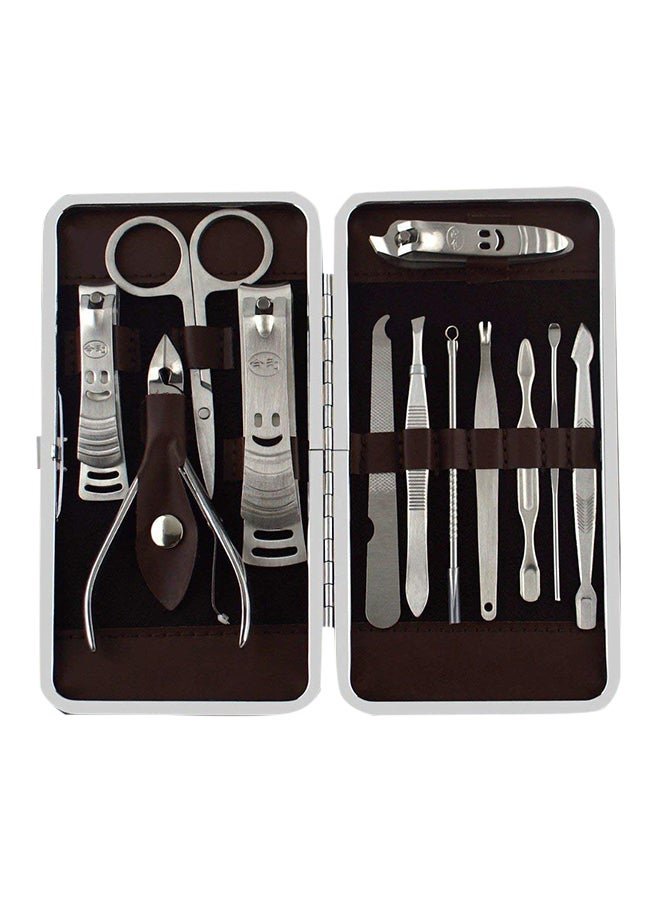 12 Piece Manicure Pedicure Set Silver/Black