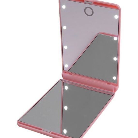 9 LED Portable Lighted Makeup Mirror Pink