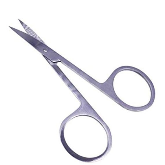 Curved And Rounded Professional Facial Hair Scissor Silver