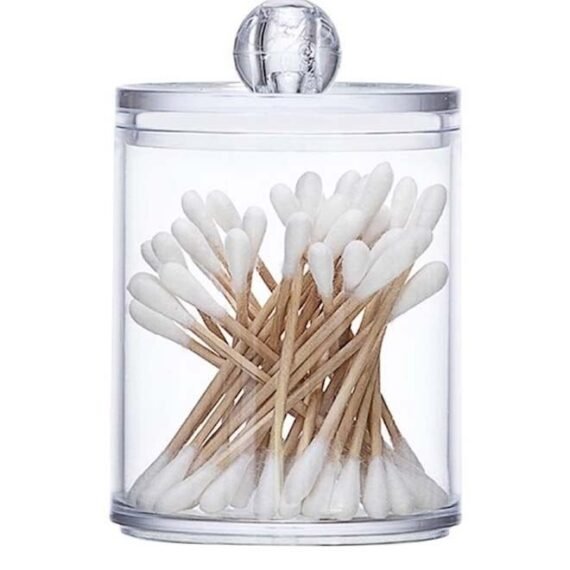 Two-layer Cotton Pads Container Storage Box Case Cosmetics Organizer Transparent