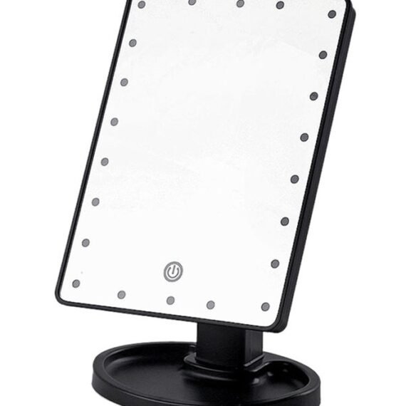 22 LED Square Multi-Function Makeup Mirror Black
