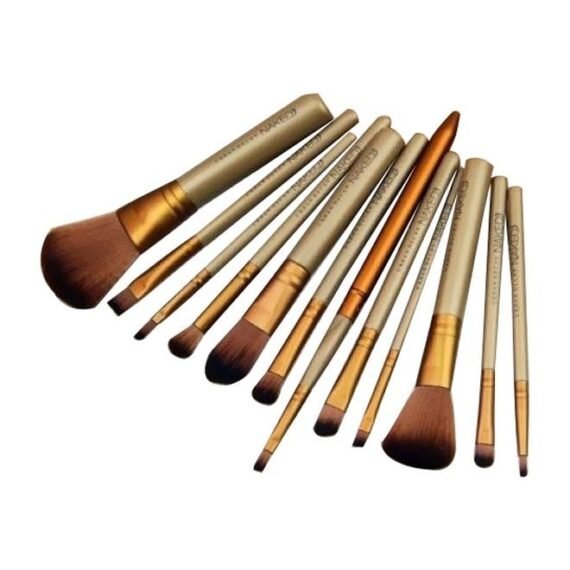12-Piece Makeup Brush Set Gold/Brown/Beige
