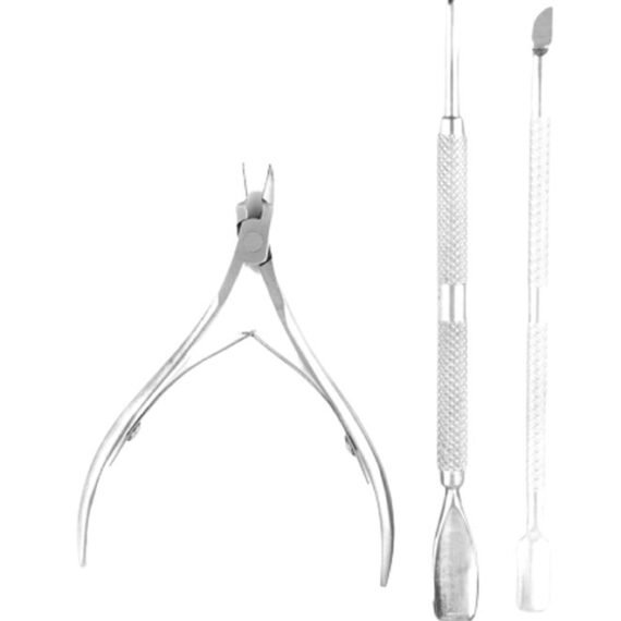 3-Piece Cuticle Spoon Pusher Remover Cutter Nail Nipper Set Sliver