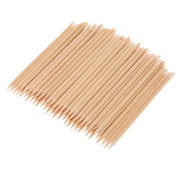 100-Piece Wood Cuticle Pusher Set Beige