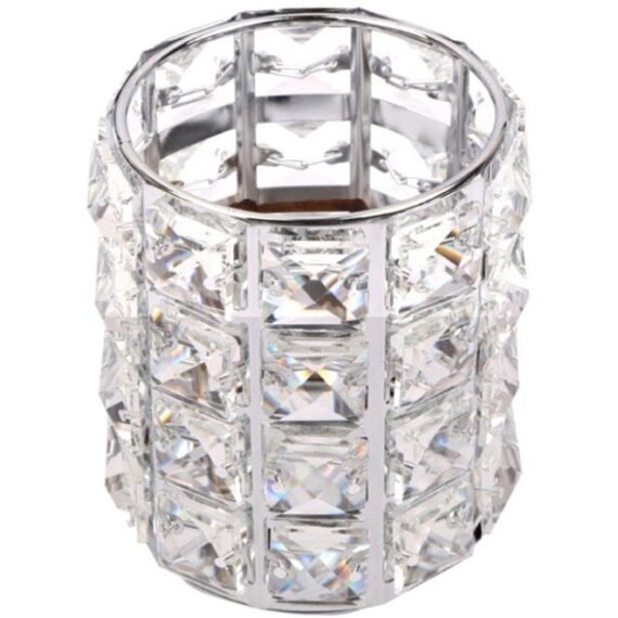 Crystal Makeup Brush Holder Silver