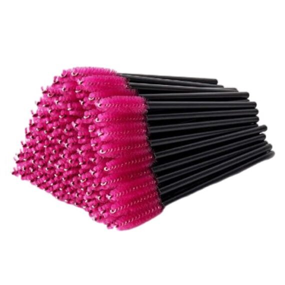 100-Piece Colour Mascara Brush Set Black/Pink