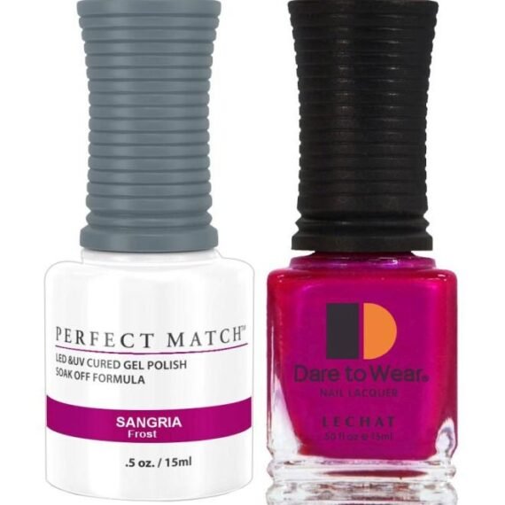 2-Piece Dare To Wear Nail Lacquer With Perfect Match UV Cured Gel Polish Set Sangria Frost