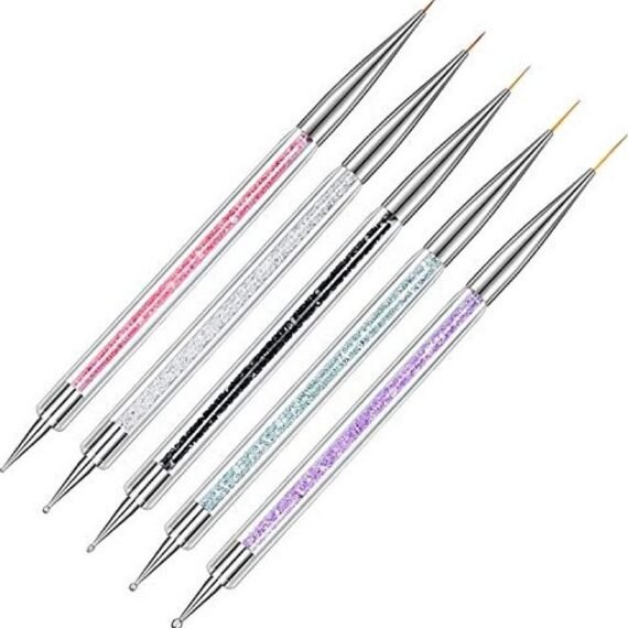 5 Piece Nail Art Brush Set Rhinestone And Nail Dotting Tools Multicolour