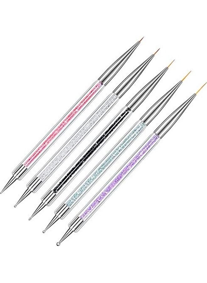 5 Piece Nail Art Brush Set Rhinestone And Nail Dotting Tools Multicolour