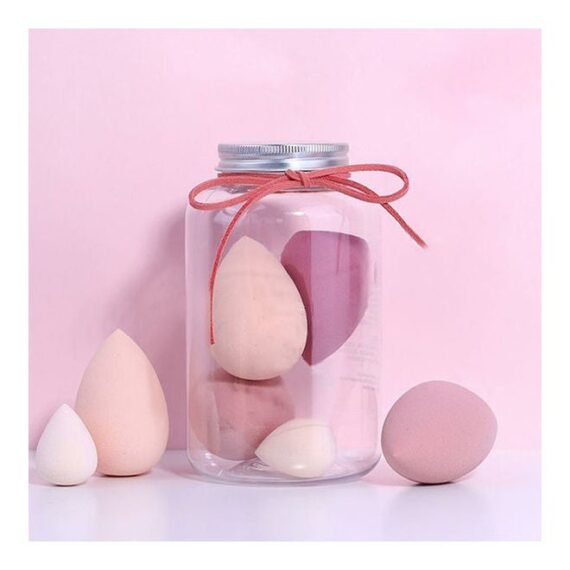 Makeup Blender Beauty Sponge With Bottle Gift Set - 5 Pcs Multicolour