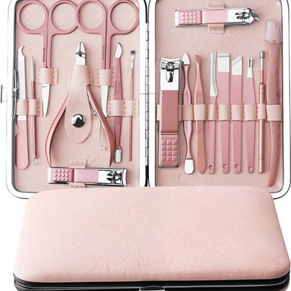 18-Piece Professional Pedicure And Manicure Tool Kit Rose Gold